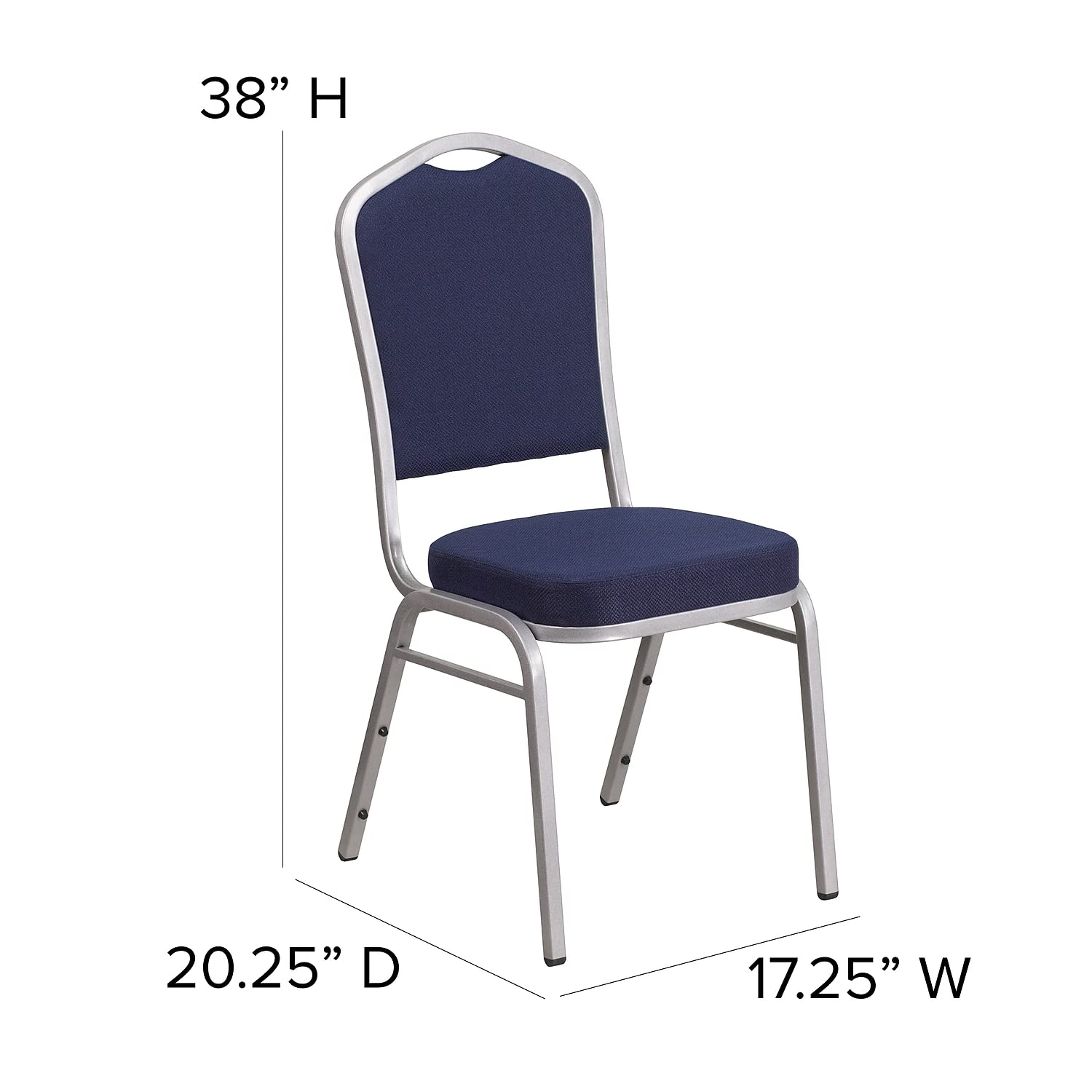 Flash Furniture HERCULES Series Crown Back Stacking Banquet Chair in Navy Fabric - Silver Frame