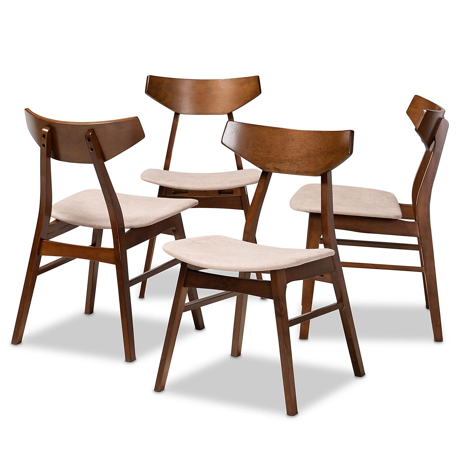 Baxton Studio Danica Beige Upholstered Wood 4-Piece Dining Chair Set
