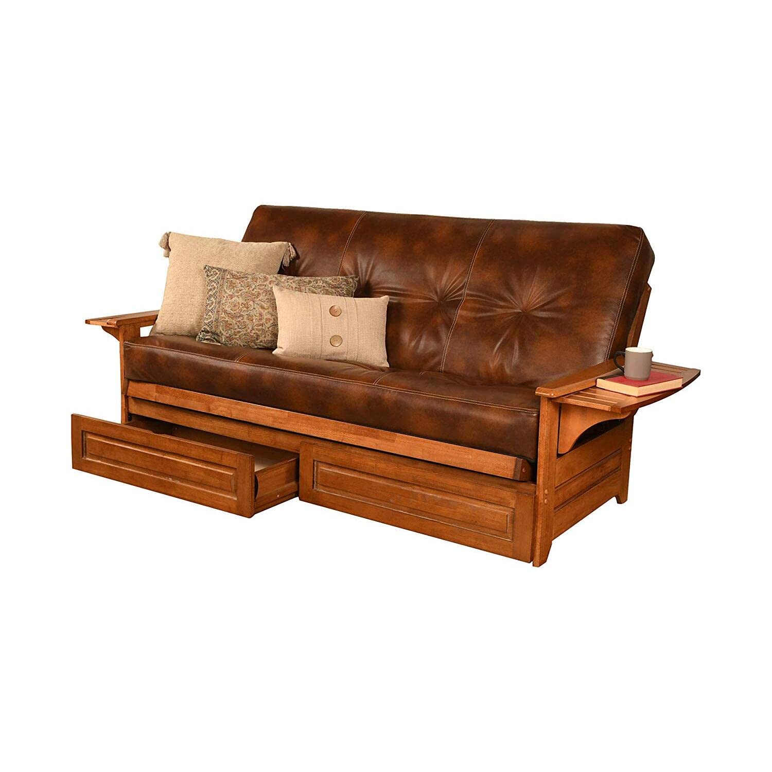 Kodiak Furniture Phoenix Barbados Storage Futon With Brown Faux Leather Mattress