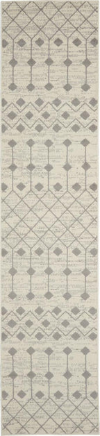 Nourison Grafix Moroccan Ivory/Grey 2'3' X 10' Area Rug, Easy Cleaning, Non Shedding, Bed Room, Living Room, Dining Room, Kitch