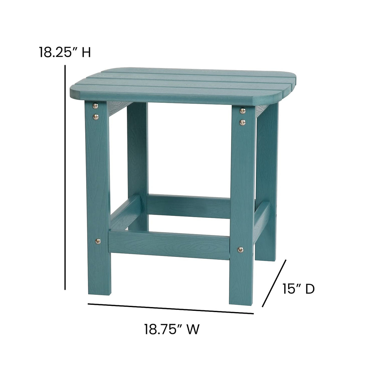 Flash Furniture Charlestown Tiered Commercial Poly Resin Adirondack Side Table - Teal - All-Weather - Indoor/Outdoor