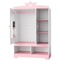 Kids Wardrobe Armoire with Mirror & Jewelry Storage, DressUp Organizer for Girls, Featuring Hanging Rack, Storage Shelves, and 