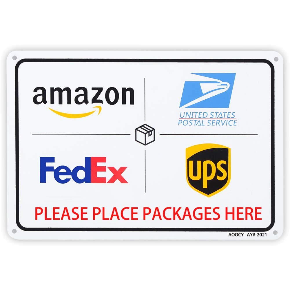Package Delivery Sign For Outside, Home Box - Metal Aluminum Rust Free - 7' X 9.8' Heavy Duty Front Door Office Business Yard,