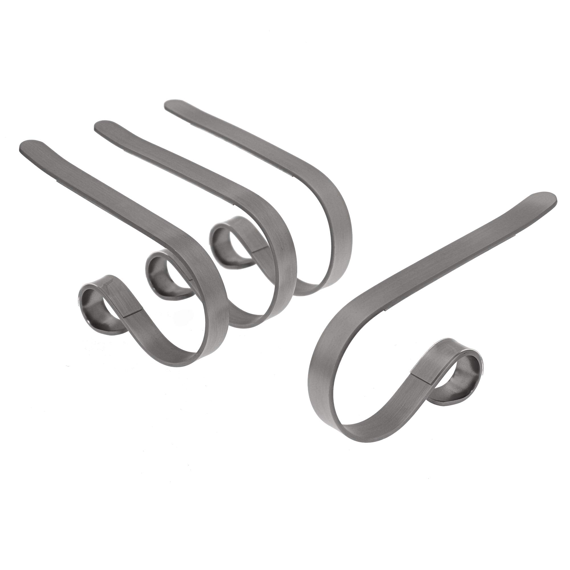 Haute Decor The Original MantleClip Stocking Holder - 4 Pack (Pewter) - Hang Christmas Stockings Safely and Securely from Mantel