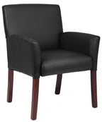 BOSS Box Arm Faux Leather Guest Chair, Black/Mahogany (B619)