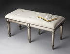 HomeRoots Poplar Wood Solids, MDF, Glass, Cotton Silver Mirrored Bench