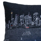HomeRoots Grey 35' Black Sydney Nighttime Skyline Lumbar Decorative Pillow