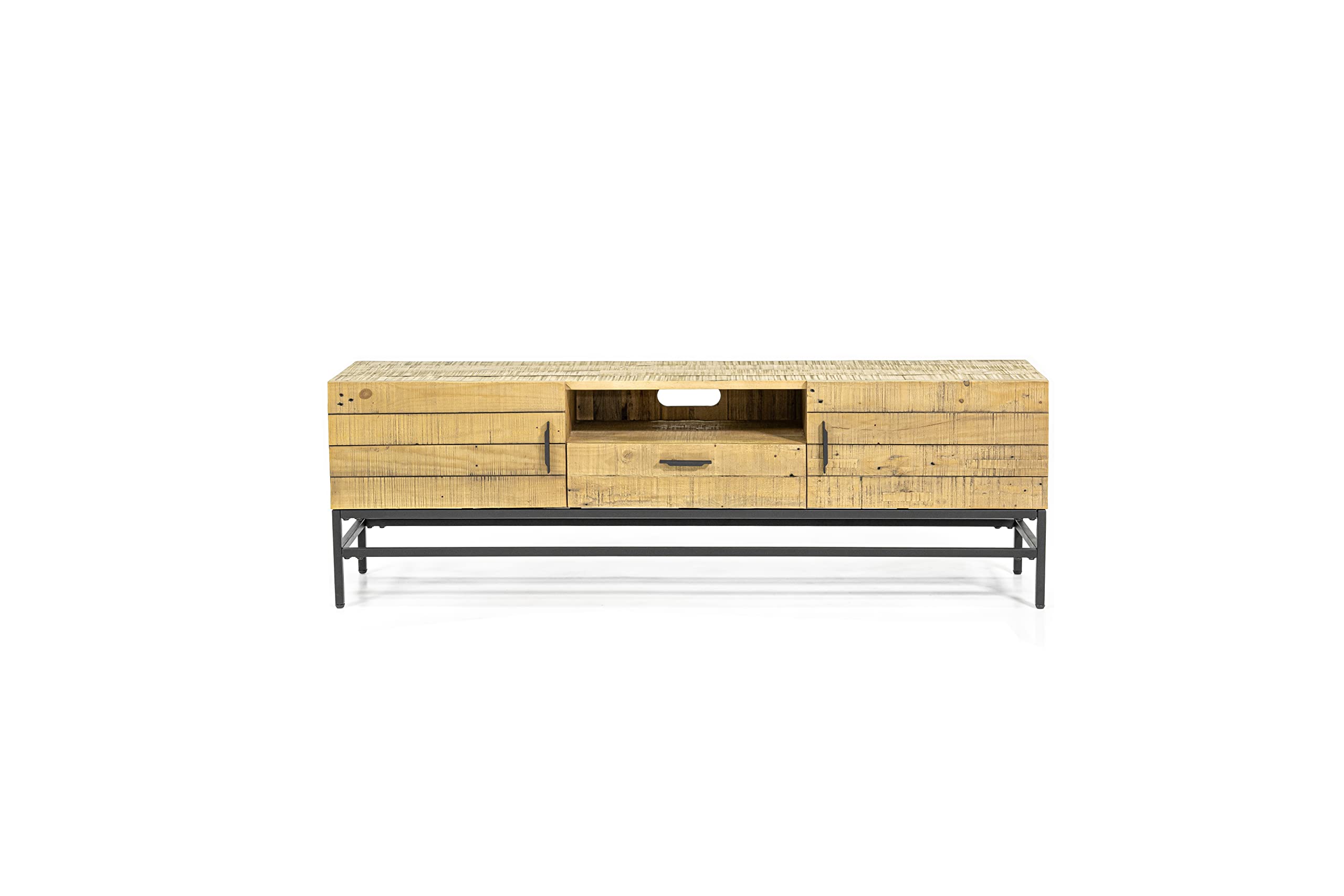 Kosas Home Industrial Tv Stand, Natural Brown, Black Textured