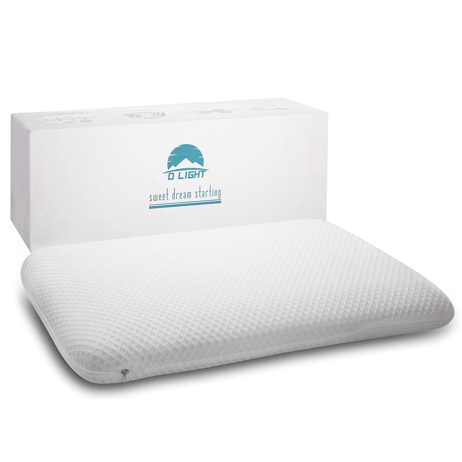 Dlight Bd Ultra Slim 2.7' Stomach Sleeping Gel Infused Memory Foam Pillow- Ultra Thin And Flat Design For Stomach And Back Slee
