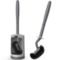 Hamitor Toilet Bowl Brush Holder Set: Curved Design With Holder For Deep Cleaning Under Rim - Compact Hidden Scrubber For Small