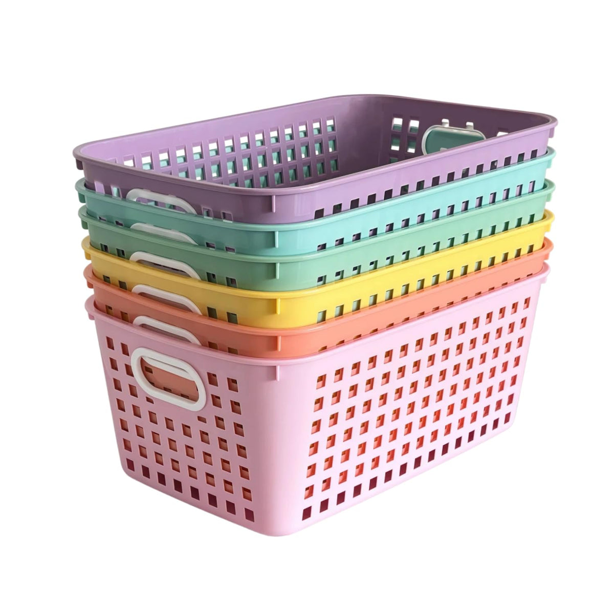 6 Pack Classroom Storage Baskets, 11 x 7 x 4.5 inches Plastic Shelf Bins