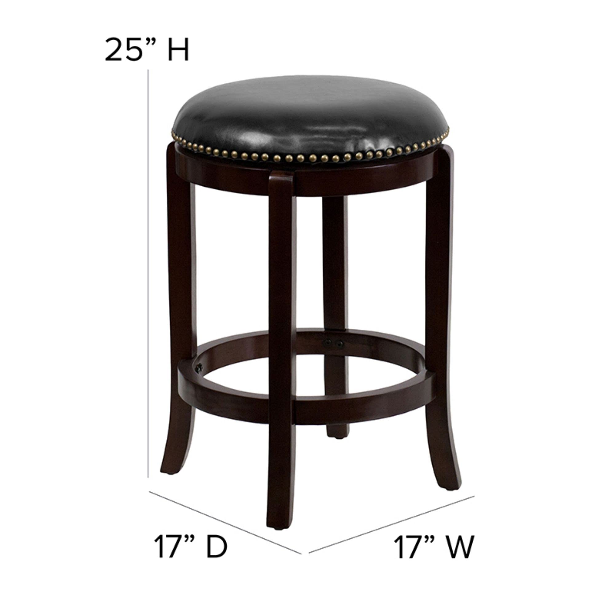 Flash Furniture Margaret 24'' High Backless Cappuccino Wood Counter Height Stool With Black Leathersoft Swivel Seat