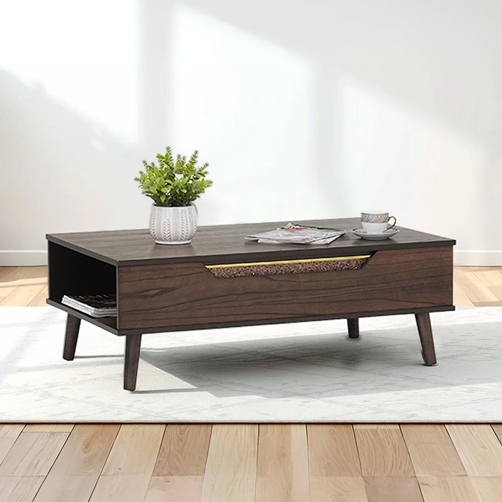 Royaloak Miami American Lift Top Coffee Table | Solid Wood With Veneer Top | Lift Top Coffee Table | Ample Storage | Multiple Ut