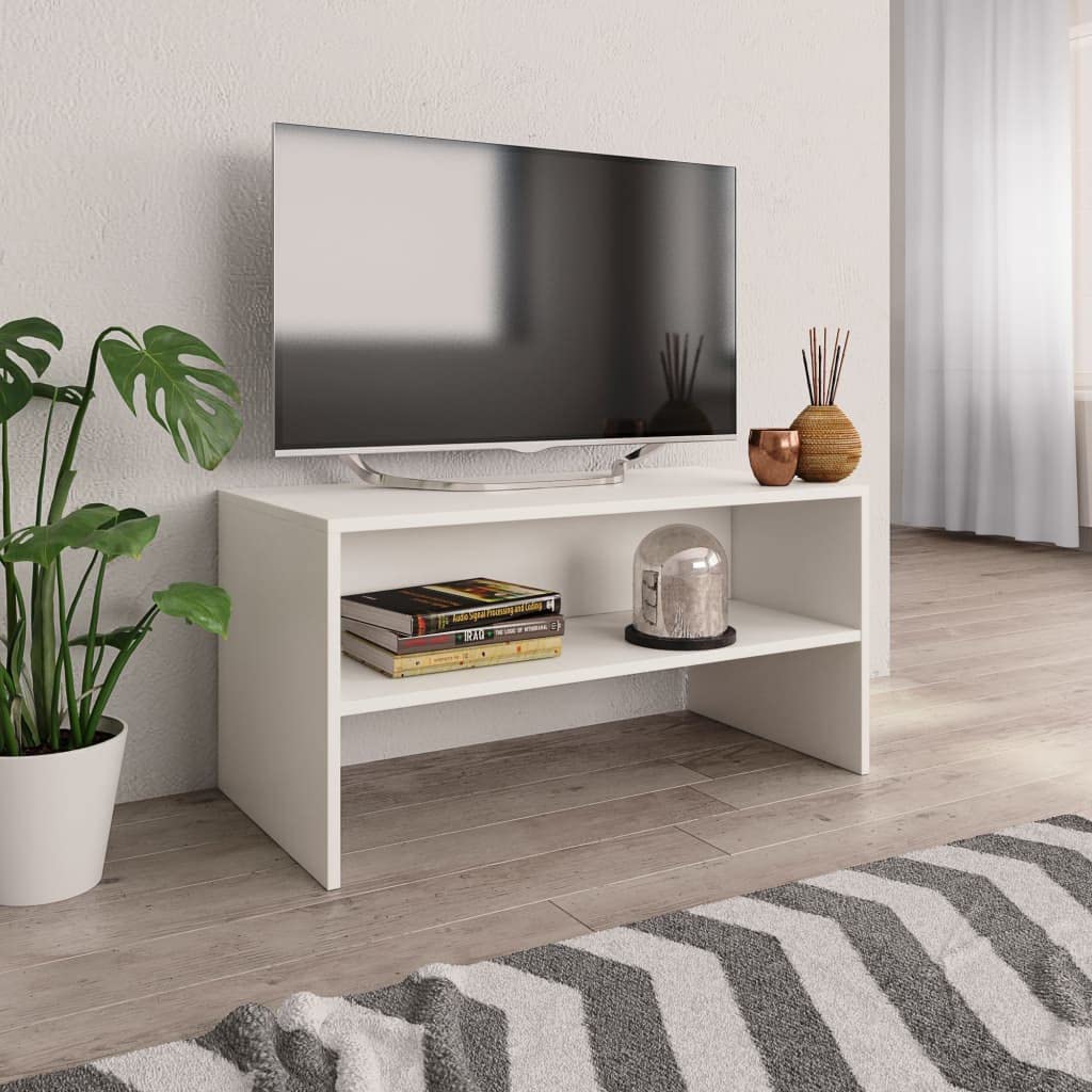 vidaXL TV Stand, TV Unit for Living Room, Sideboard with Compartment, Entertainment Center Media Unit Cupboard, Modern Style, White Engineered Wood