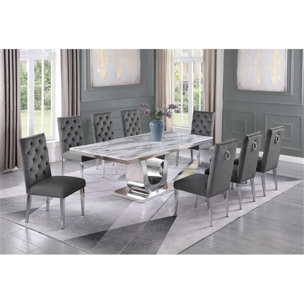 Best Quality Furniture D13-8Sc70 Dining Set, Dark Gray