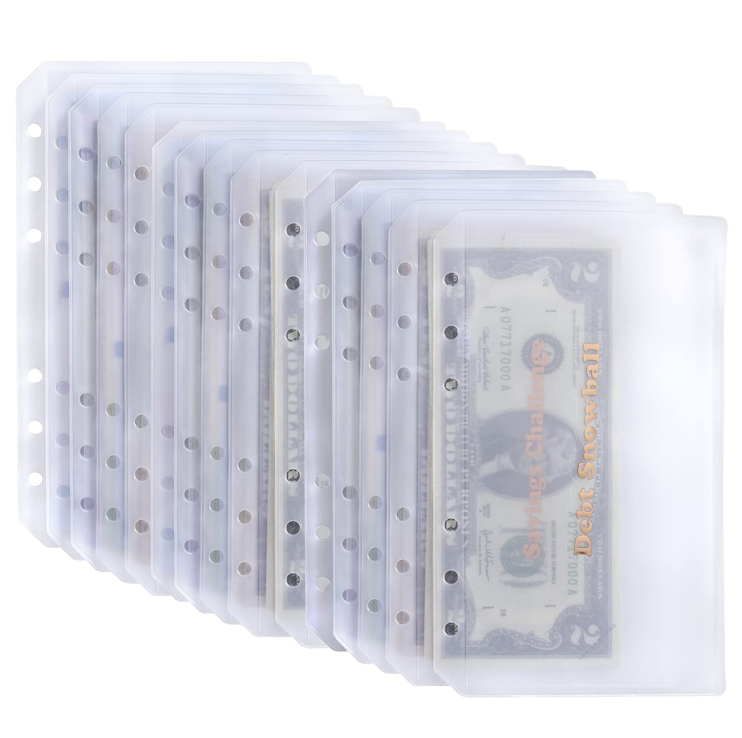 Umsicht 15Pcs A6 Binder Pockets With No Zippers, Zipless Budget Envelopes For Cash System, A6 Binder Pouch For 6 Ring Binder, Mo
