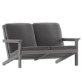 Flash Furniture Charlestown Adirondack Style Deep Seat Patio Loveseat With Cushions - Gray Poly Resin Frame - Gray All-Weather Cushions - Indoor/Outdoor