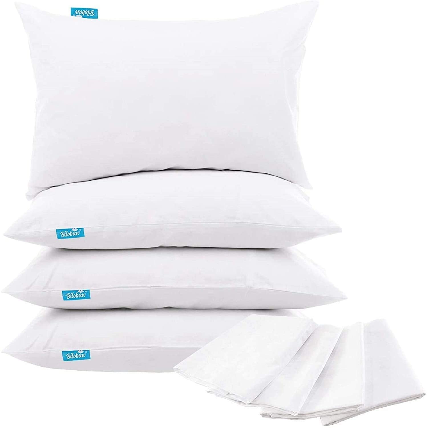 Pillow Protector Waterproof Queen Size Pillow Cases 4 Pack Skin-Friendly & Noiseless Pillow Encasement Zippered White Pillow Cov
