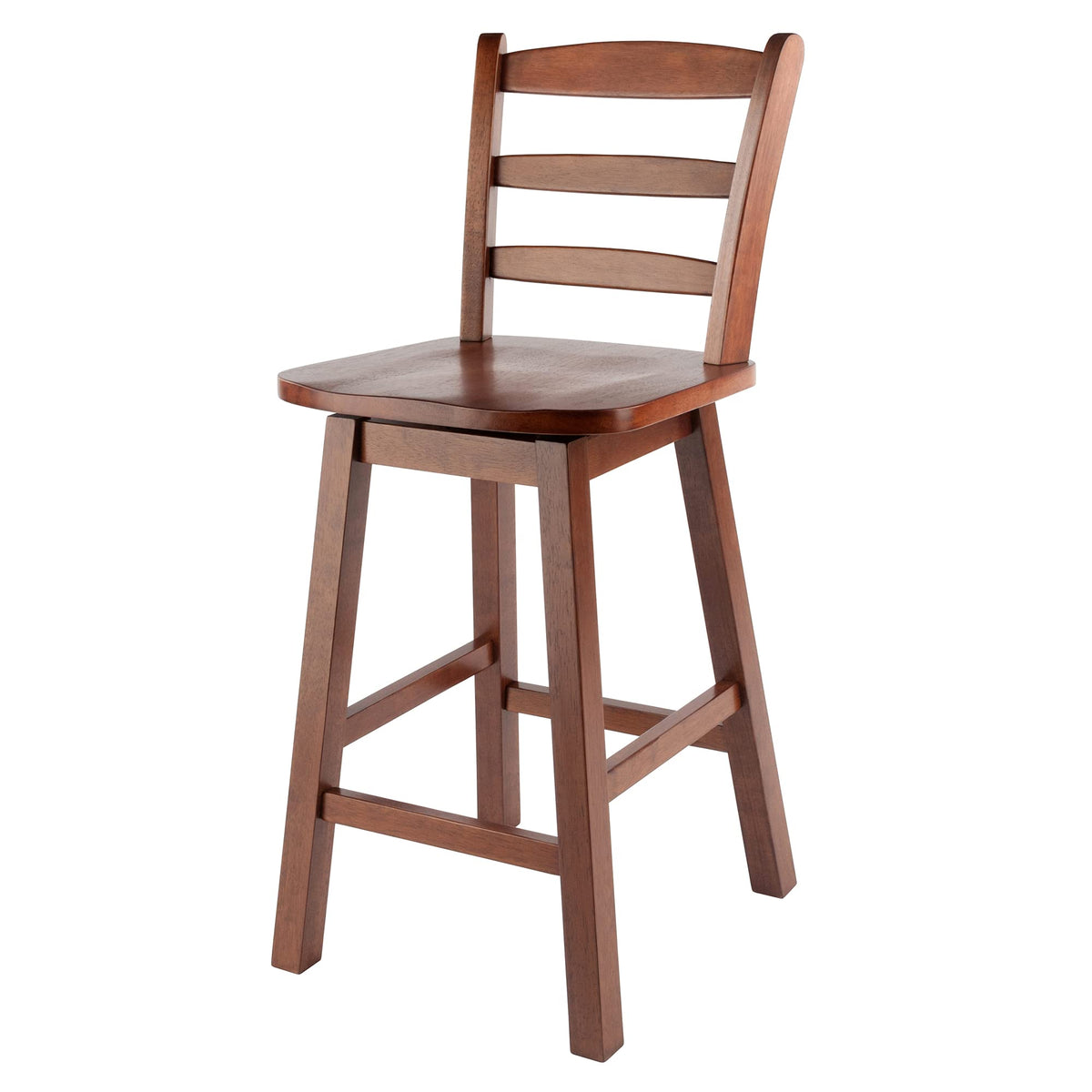 Winsome Scalera Ladder Back Swivel Counter Stool, 24 in, Walnut Finish, Solid Wood