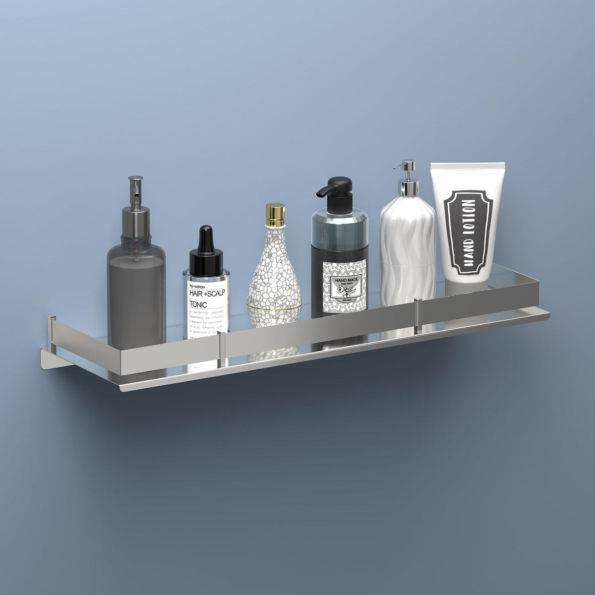 Kuber Industries Stainless Steel Wall Shelf 5x15 Inch | MultiPurpose Rack for Bathroom & Kitchen | Storage for Toiletries, Spic