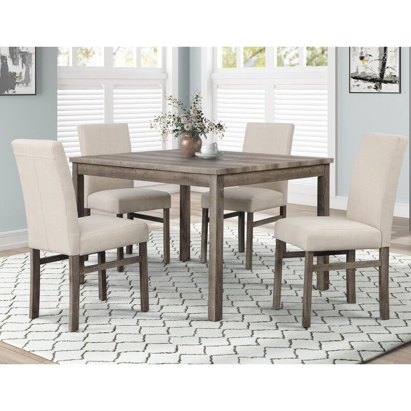 Best Master Furniture Vitalita 5 Piece Rectangular Wood Dinette Set In Charcoal