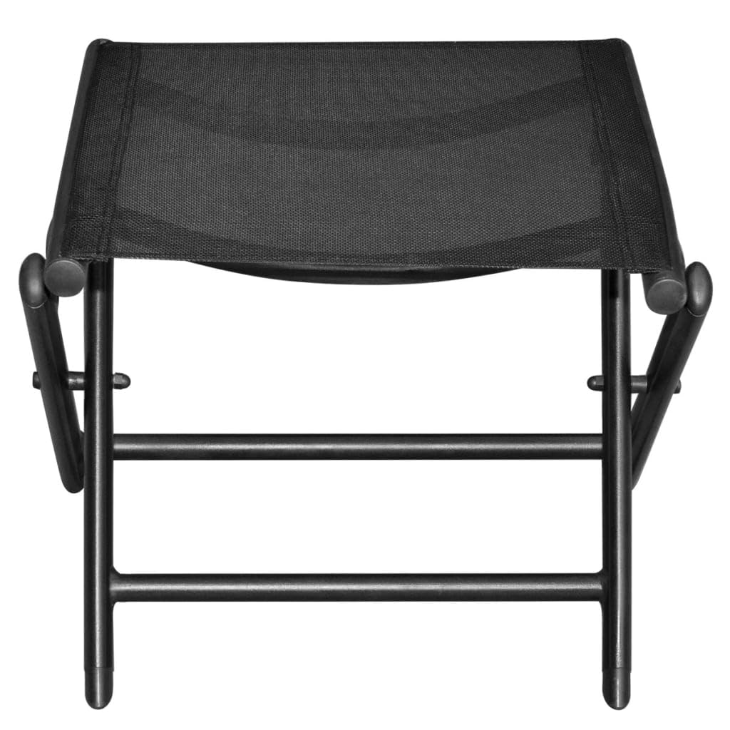 vidaXL Black Aluminum and Textilene Folding Footstool - Durable and Lightweight - Ideal for Garden Relaxation - Outdoor Friendly - Easy Storage