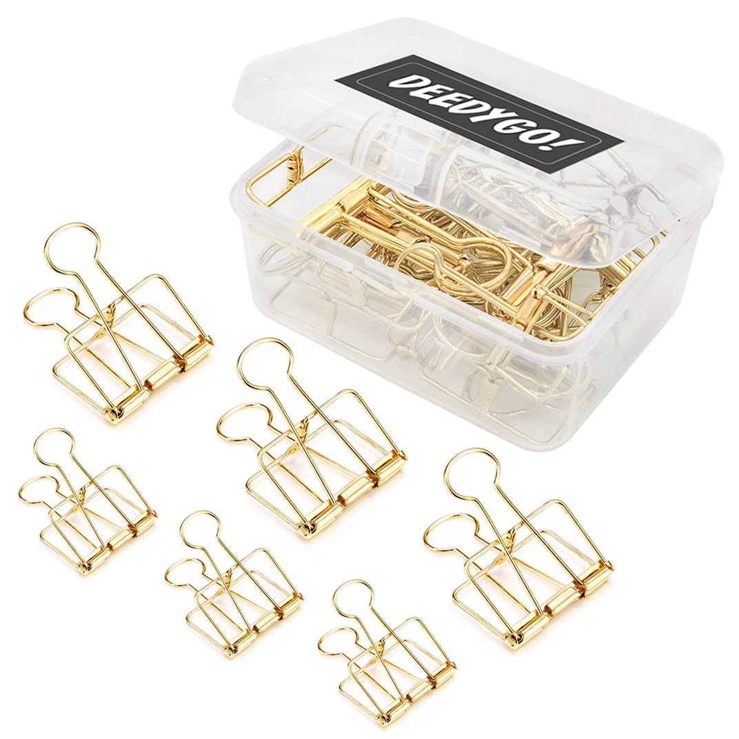 20 Pieces Gold Wire Binder Clips Assorted Sizes Stainless Steel Hollow Binder Clips Clamps For Paperwork, Sewing, Crafts, Kids,