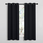 Nicetown Halloween Living Room Blackout Curtains And Drapes, Black Solid Thermal Insulated Grommet Blackout Drapery Panels For W