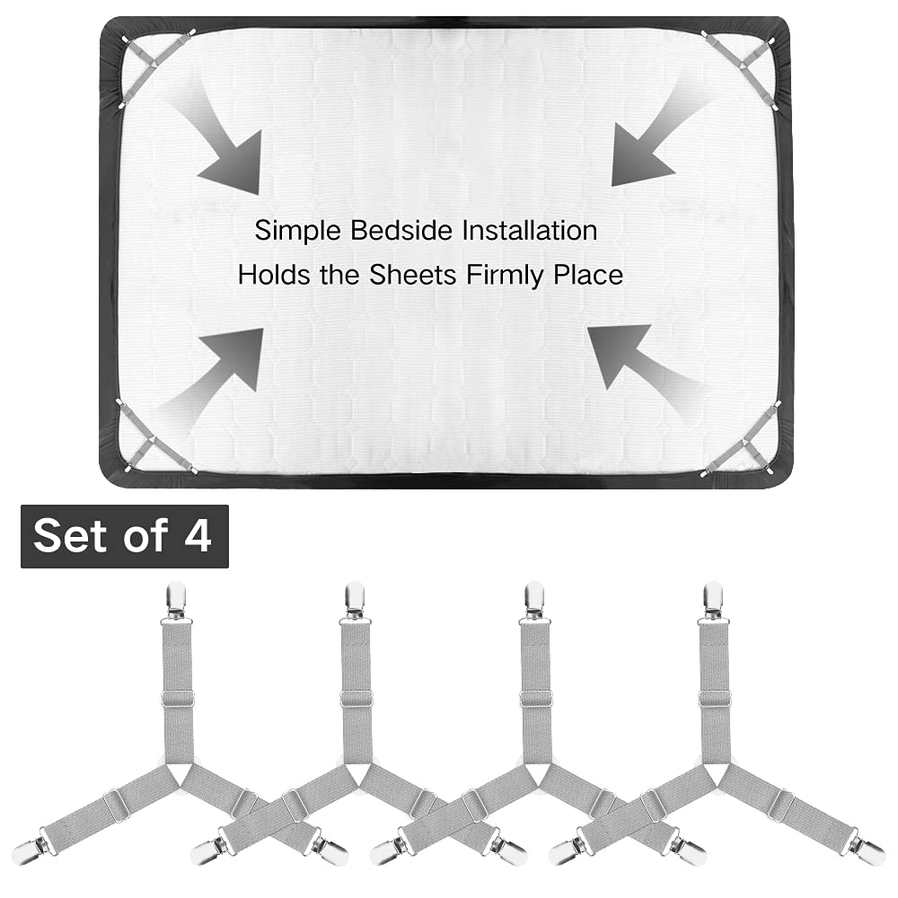 Bed Sheet Fasteners Adjustable Triangle Elastic Suspenders Gripper Holder Straps Clip For Bed Sheets,Mattress Covers, Sofa Cushi