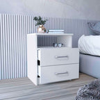 Nightstand 20&Quot; H, 2 Drawers, Open Shelf, Superior Top, White