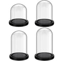 Suclain 4 Pcs Glass Display Dome Cloche Clear Dome Cloche with Wood Base Tabletop Jar Display Case for Home Office Wedding