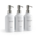 Modern Shampoo and Conditioner Dispenser Set of 3, 17oz Refillable Shower Soap Bottles with Stainless Steel Pumps & Waterproof L