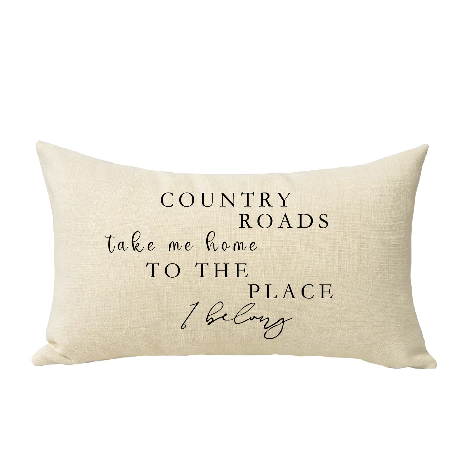 Ussap Lumbar Country Roads Take Me Home Christmas Rectangle Decorative Throw Pillow Cover, Rustic Quote Home Farmhouse Decoratio