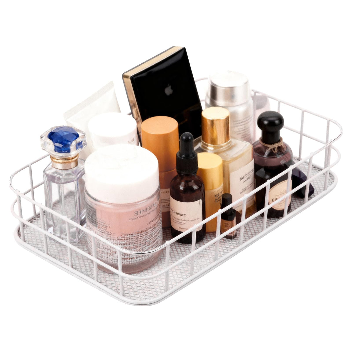 Milnnie Metal Wire Storage Basket with Handles  Decorative Office Organizer Bin, Small Cube Storage Basket for Desk, Shelf, Clo