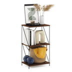 Furinno Besi 3-Tier Industrial Multipurpose Shelf Display Rack with Metal Frame, Walnut Cove