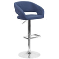 Flash Furniture Erik Comfortable & Stylish Contemporary Barstool With Rounded Mid-Back And Foot Rest, Adjustable Height - Blue Fabric With Chrome Base
