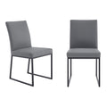 Armen Living Trevor Contemporary Faux Leather Dining Chair - Set of 2, 20'' Seat Height, Grey and Matte Black