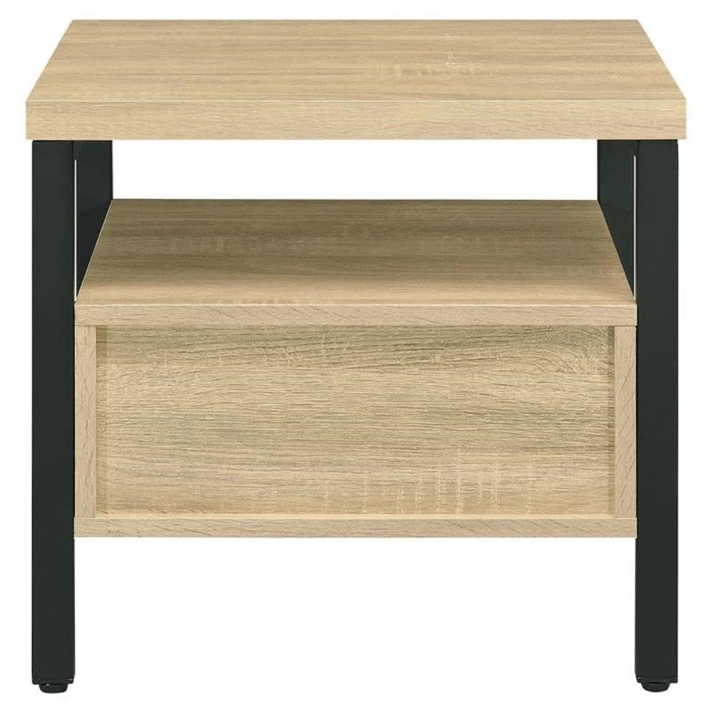Acme Yawan Wooden Accent Table With Storage In Oak And Black