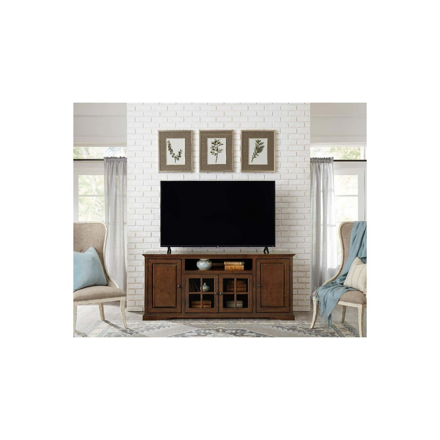 Progressive Furniture Hamilton 74 Inch Tv Console In Auburn Cherry