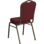 Flash Furniture HERCULES Series Crown Back Stacking Banquet Chair in Burgundy Fabric - Gold Vein Frame