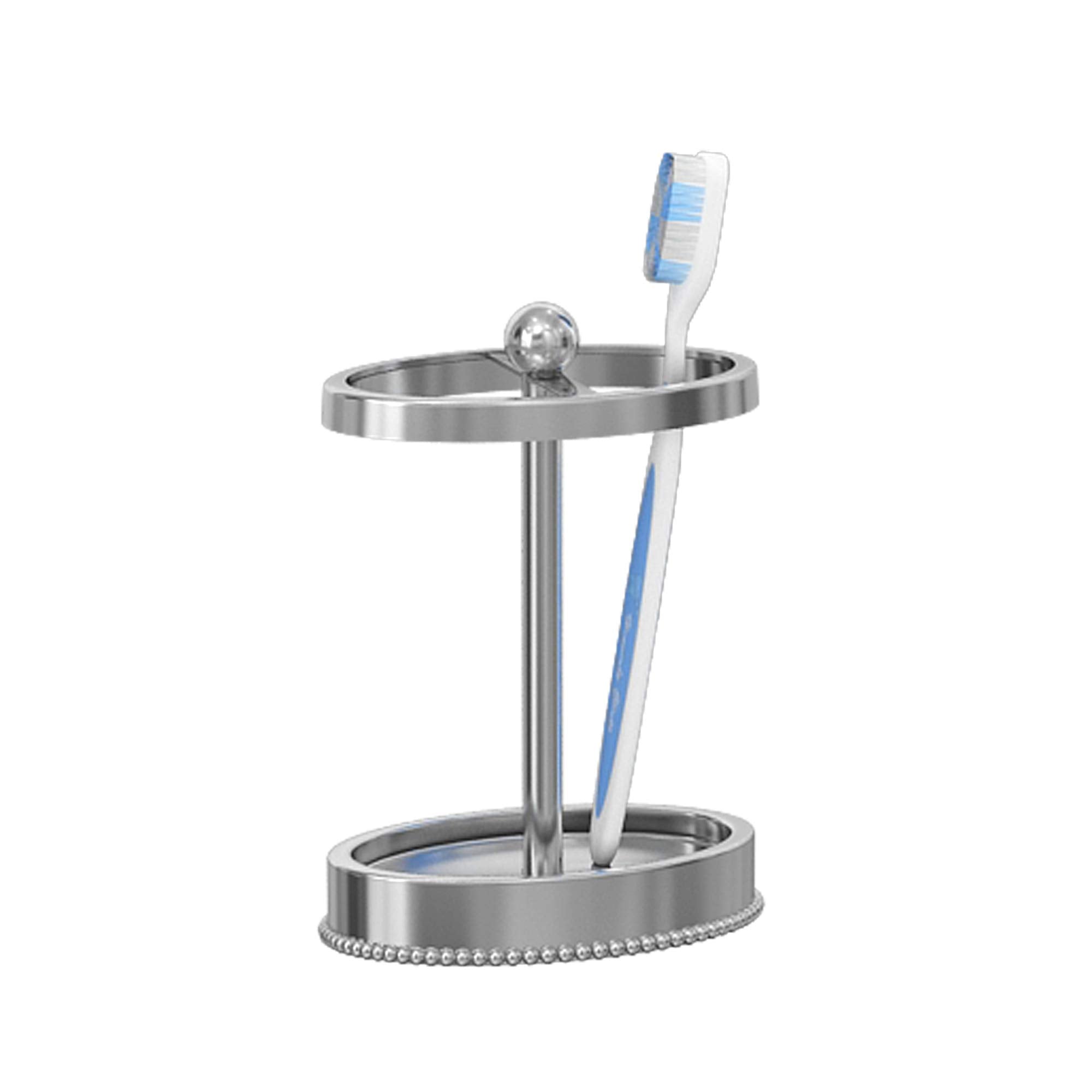 nu steel 18/8 Stainless Steel Chic Beaded Toothbrush Holders Storage, Bath Collection, Bathroom Vanity Countertops Shiny Finish,