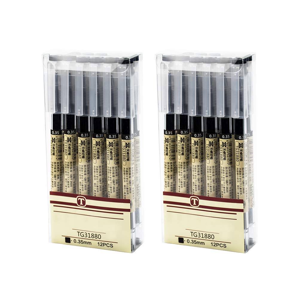 Auhoky 24Pcs 0.35 Mm Black Gel Ink Pens, Extra-Fine Ballpoint Pen, Quick-Drying Point Rolling Ball Pens For Office School Statio