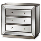 Baxton Studio Edeline Hollywood 3-Drawer Chest MDF/Silver Mirrored/Glam
