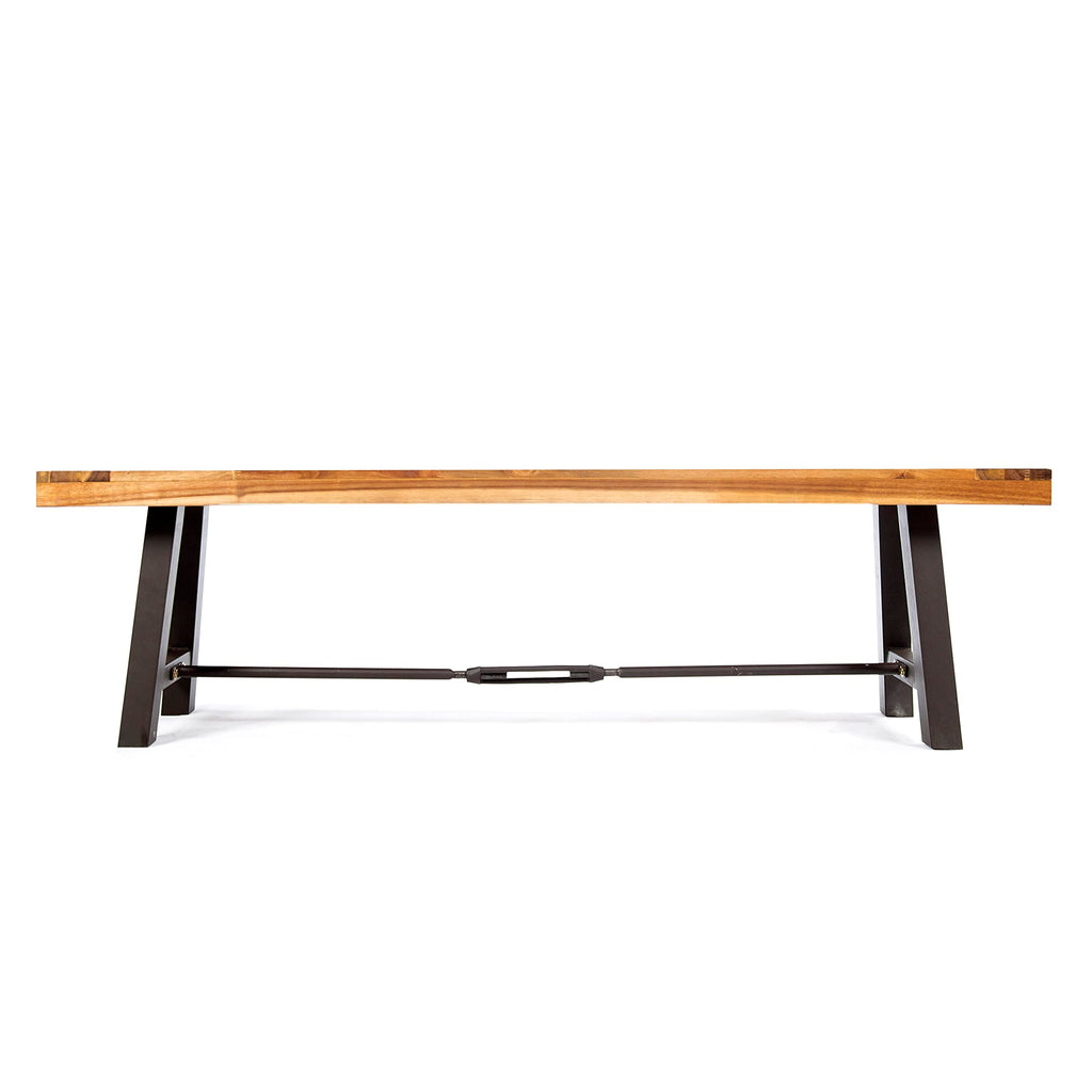 Christopher Knight Home Catriona Outdoor Acacia Wood Bench With Metal Accents, Teak Finish / Rustic Metal 14. 50 X 63 X 17. 75 Inches