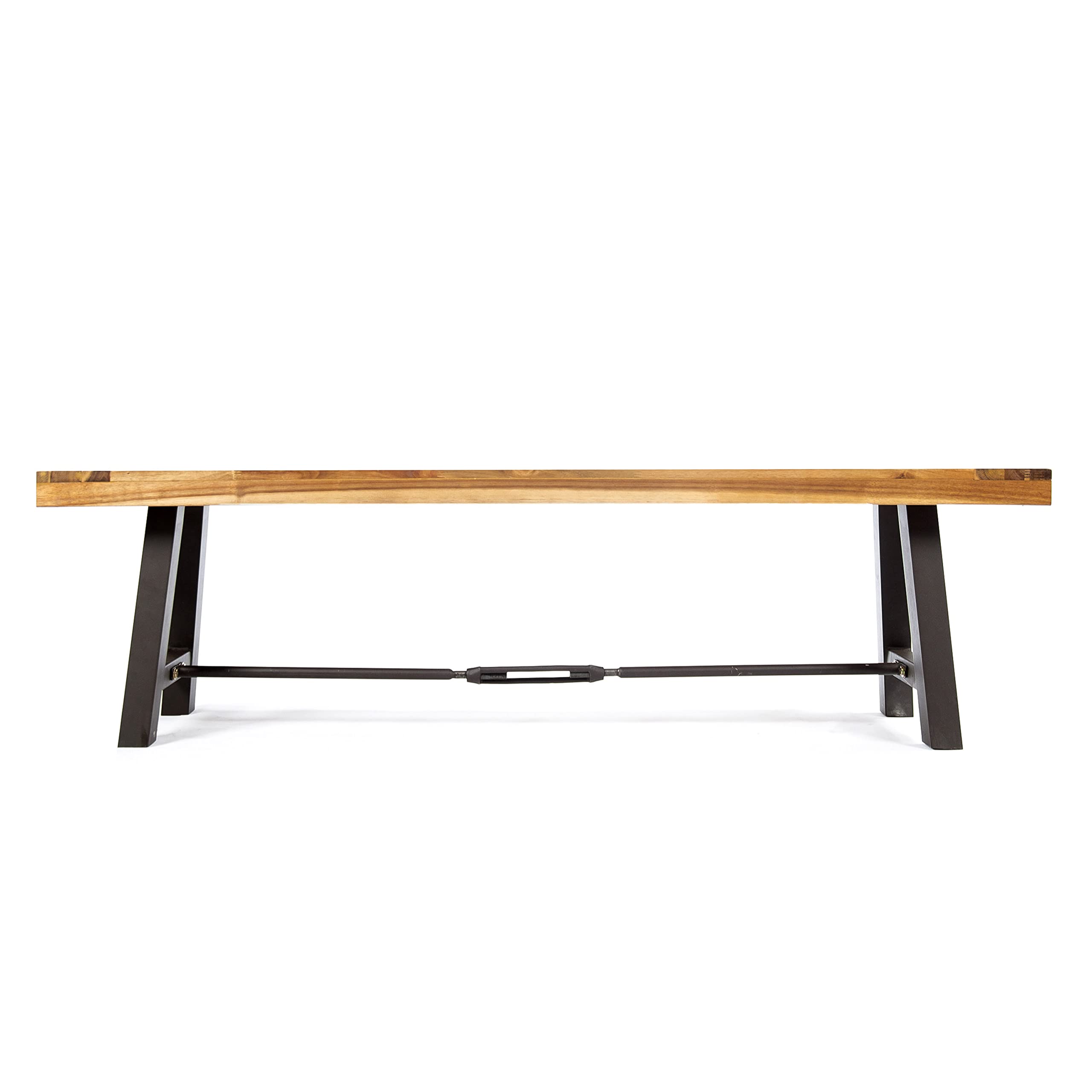 Christopher Knight Home Catriona Outdoor Acacia Wood Bench With Metal Accents, Teak Finish / Rustic Metal 14. 50 X 63 X 17. 75 Inches