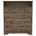 Shoe Rack 46&Quot; H, 1 Open Storage Shelf, 2 Internal Storage Drawers, 2 Doors, Dark Brown