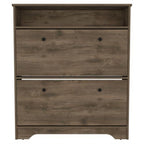 Shoe Rack 46&Quot; H, 1 Open Storage Shelf, 2 Internal Storage Drawers, 2 Doors, Dark Brown