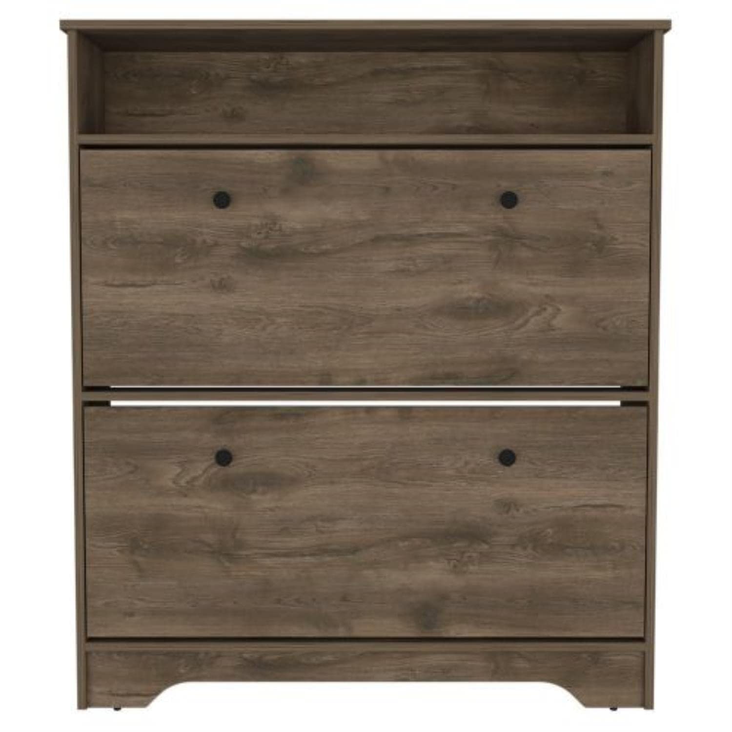 Shoe Rack 46&Quot; H, 1 Open Storage Shelf, 2 Internal Storage Drawers, 2 Doors, Dark Brown