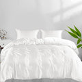 Linenwalas White Duvet Cover Set Queen Size - Rayon Derived From Bamboo, Soft Silky, Cooling Comforter Cover, 3 Pieces Sets With