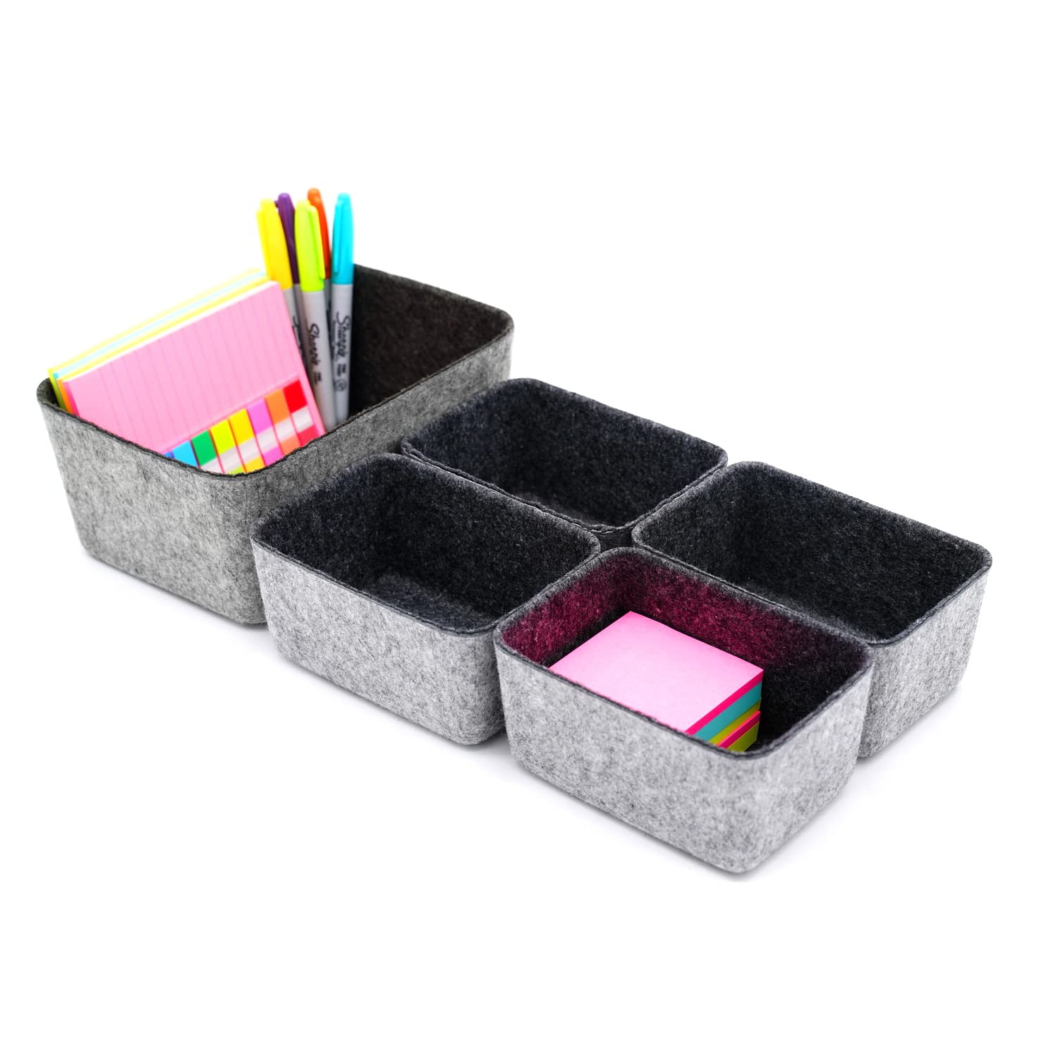 Welaxy Office Drawer Organizers Bins Deep Draw Organiser Felt Storage Bin Drawers Desk Draw Dividers Boxes For Toys Makeup Jewel